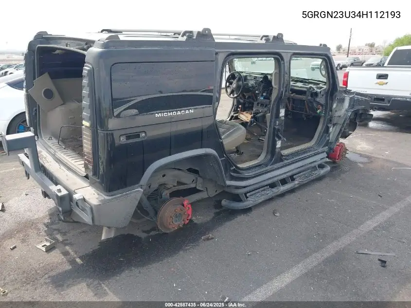 2004 Hummer H2 VIN: 5GRGN23U34H112193 Lot: 42587435