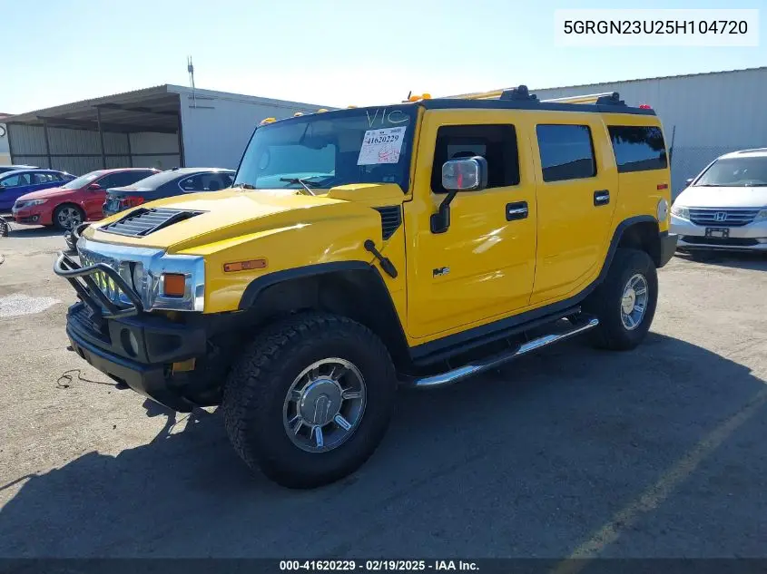 2005 Hummer H2 Suv VIN: 5GRGN23U25H104720 Lot: 41620229