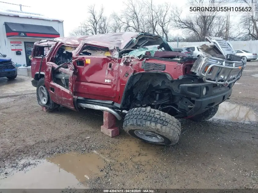 2005 Hummer H2 Suv VIN: 5GRGN23U55H105652 Lot: 42047473