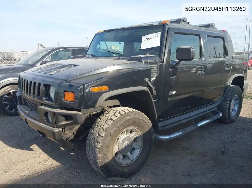 2005 Hummer H2 Sut VIN: 5GRGN22U45H113260 Lot: 42069627