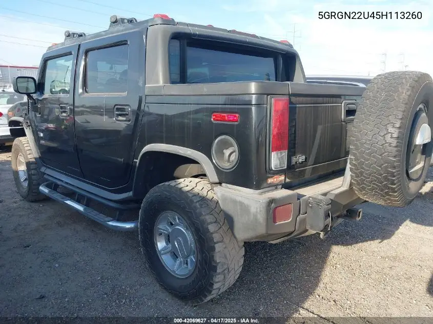 2005 Hummer H2 Sut VIN: 5GRGN22U45H113260 Lot: 42069627