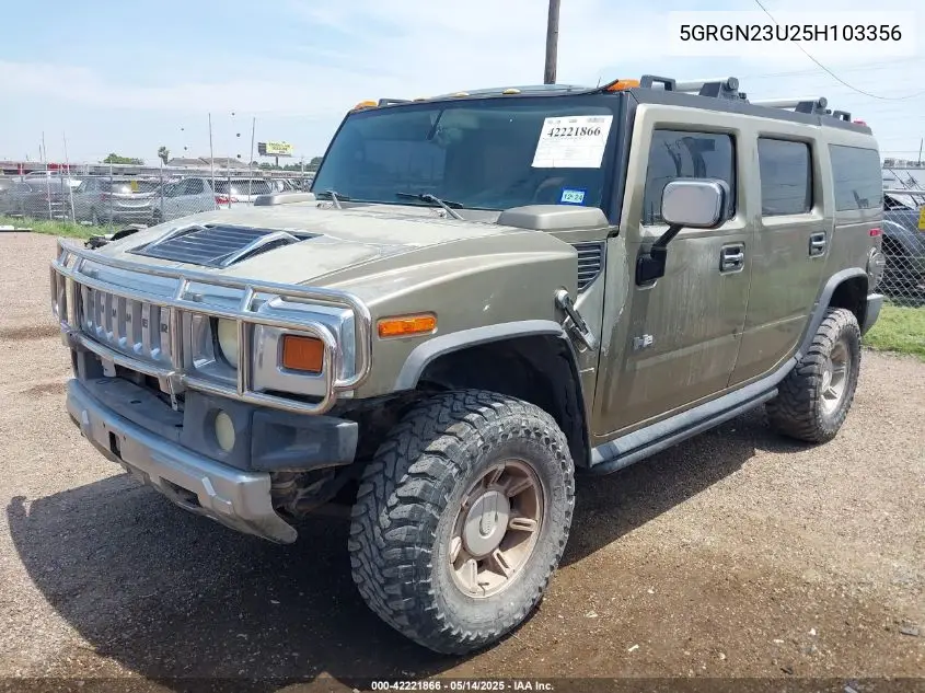 2005 Hummer H2 Suv VIN: 5GRGN23U25H103356 Lot: 42221866
