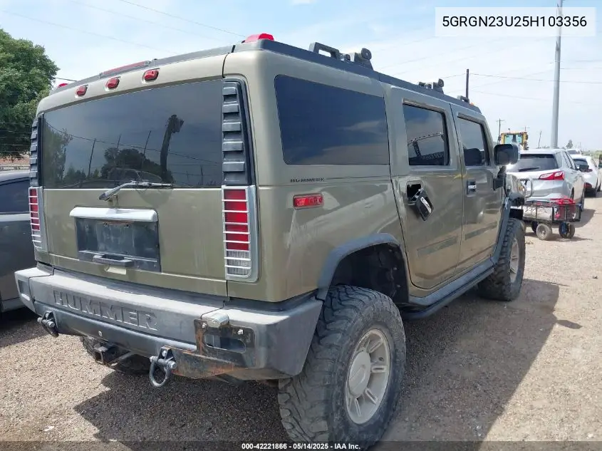 2005 Hummer H2 Suv VIN: 5GRGN23U25H103356 Lot: 42221866