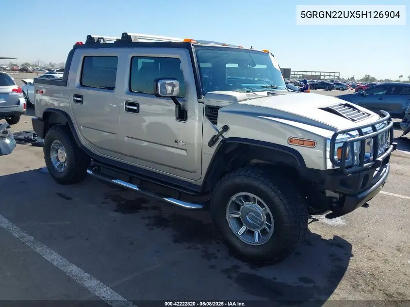 2005 Hummer H2 Sut VIN: 5GRGN22UX5H126904 Lot: 42222820