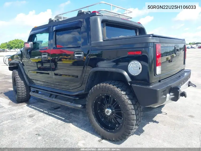 2005 Hummer H2 Sut VIN: 5GRGN22U25H106033 Lot: 42247892