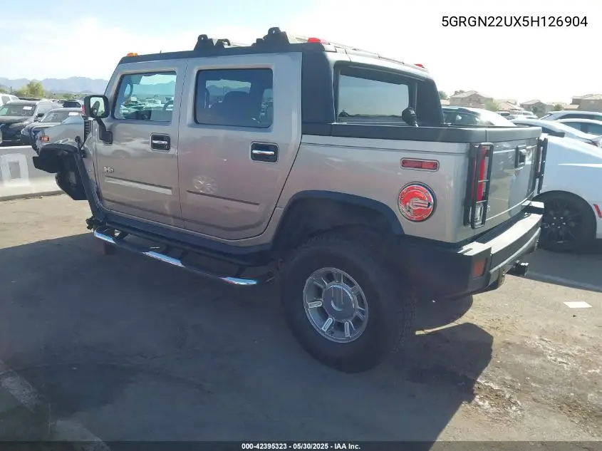 2005 Hummer H2 Sut VIN: 5GRGN22UX5H126904 Lot: 42395323