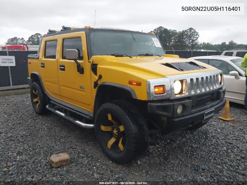 2005 Hummer H2 Sut VIN: 5GRGN22U05H116401 Lot: 42471931