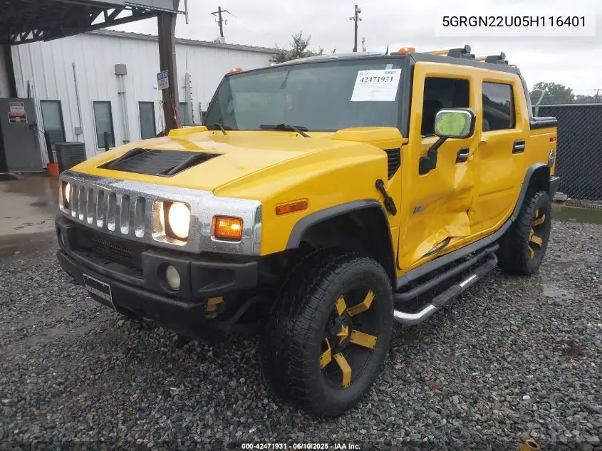 2005 Hummer H2 Sut VIN: 5GRGN22U05H116401 Lot: 42471931