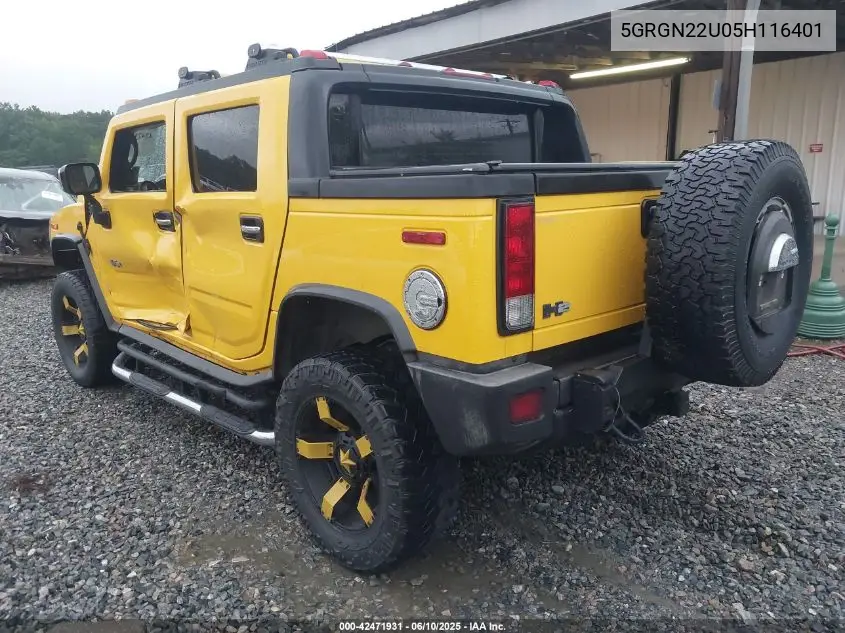 2005 Hummer H2 Sut VIN: 5GRGN22U05H116401 Lot: 42471931