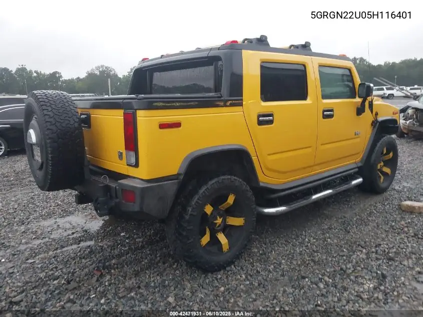 2005 Hummer H2 Sut VIN: 5GRGN22U05H116401 Lot: 42471931