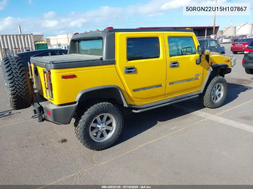2005 Hummer H2 Sut VIN: 5GRGN22U15H107867 Lot: 42532129