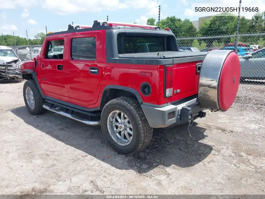2005 Hummer H2 Sut VIN: 5GRGN22U05H119668 Lot: 42543913