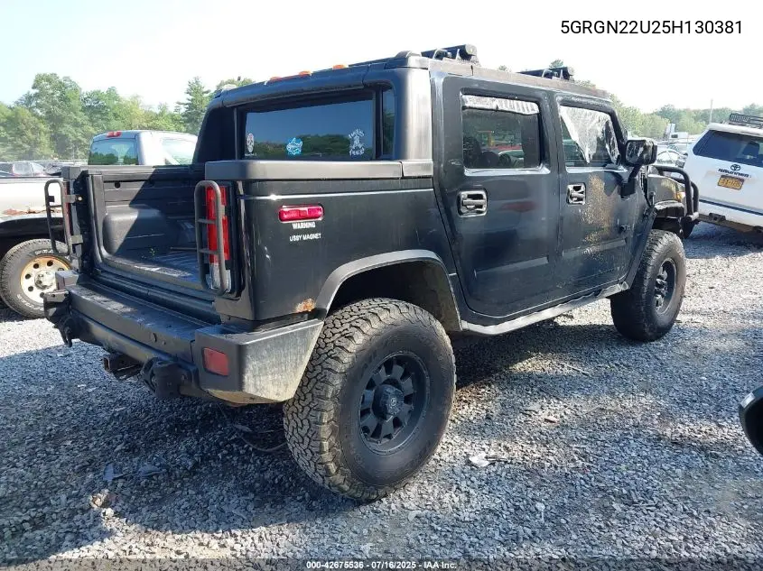 2005 Hummer H2 Sut VIN: 5GRGN22U25H130381 Lot: 42675536