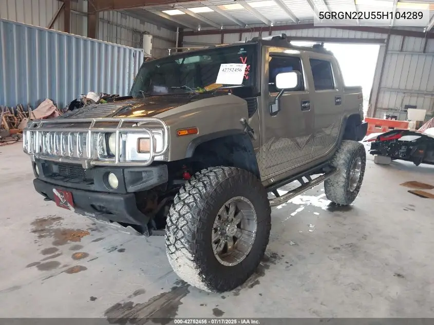 2005 Hummer H2 Sut VIN: 5GRGN22U55H104289 Lot: 42752456