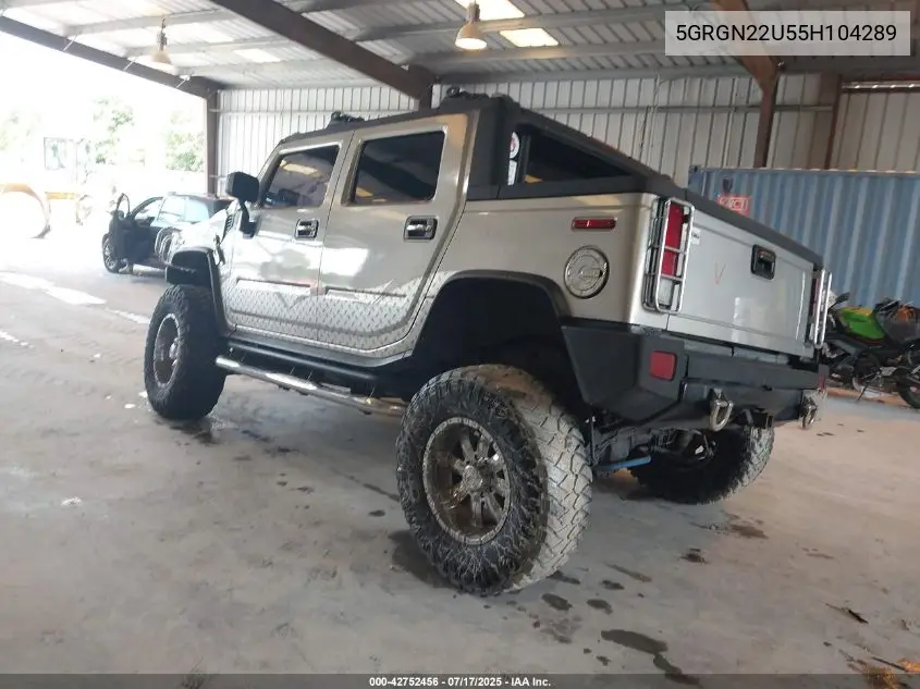 2005 Hummer H2 Sut VIN: 5GRGN22U55H104289 Lot: 42752456