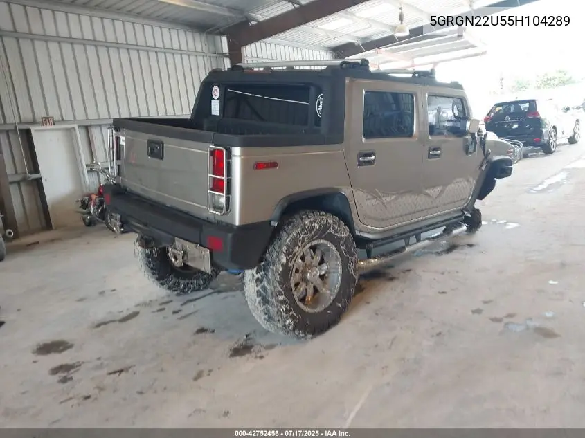 2005 Hummer H2 Sut VIN: 5GRGN22U55H104289 Lot: 42752456