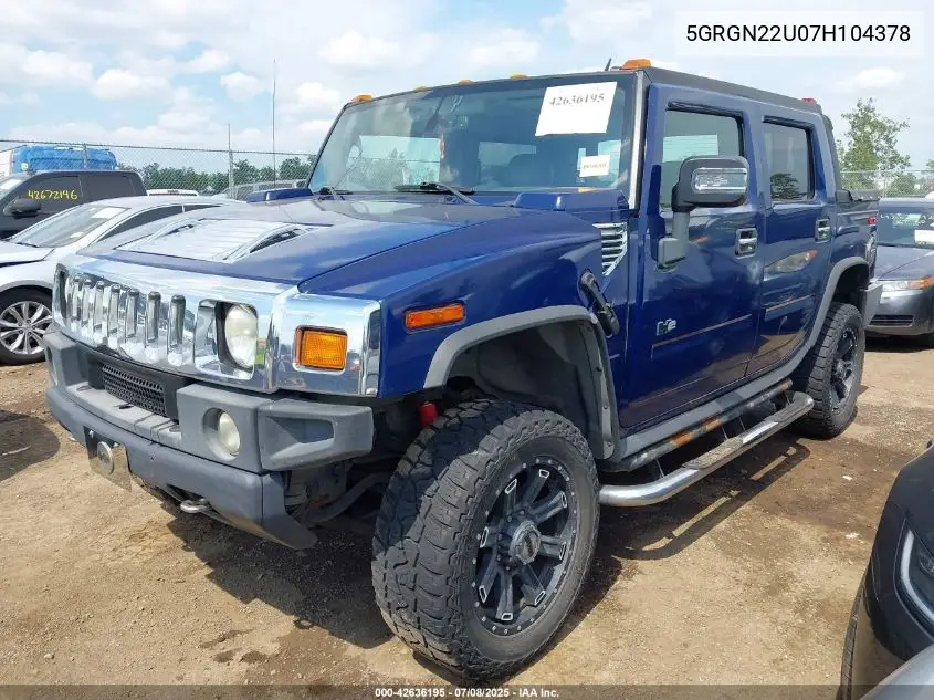 2007 Hummer H2 Sut VIN: 5GRGN22U07H104378 Lot: 42636195