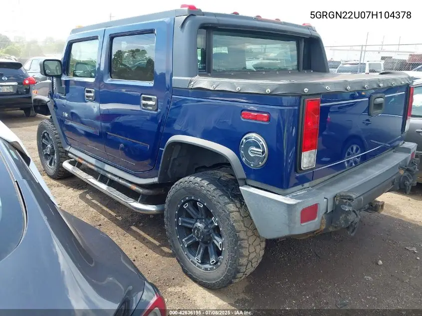 2007 Hummer H2 Sut VIN: 5GRGN22U07H104378 Lot: 42636195