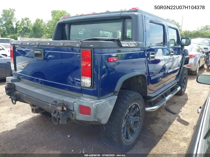 2007 Hummer H2 Sut VIN: 5GRGN22U07H104378 Lot: 42636195
