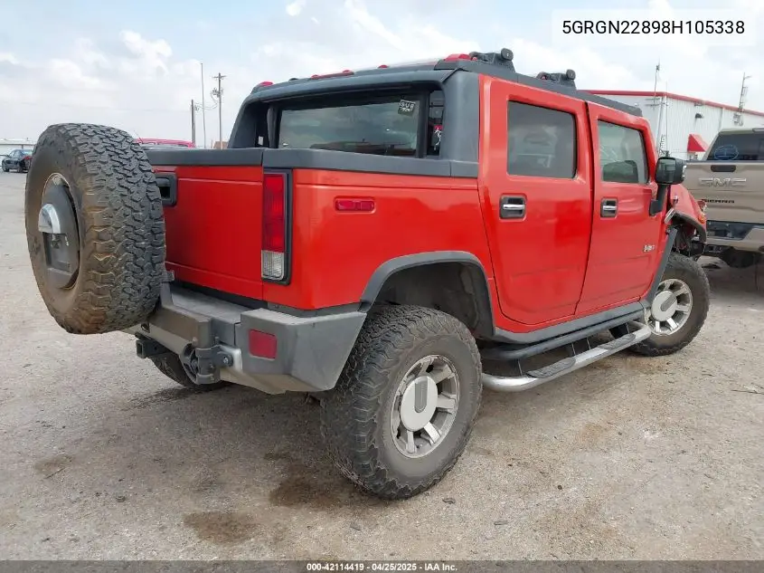 2008 Hummer H2 Sut VIN: 5GRGN22898H105338 Lot: 42114419