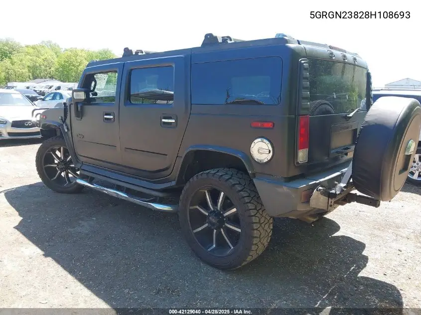 2008 Hummer H2 Suv VIN: 5GRGN23828H108693 Lot: 42129040
