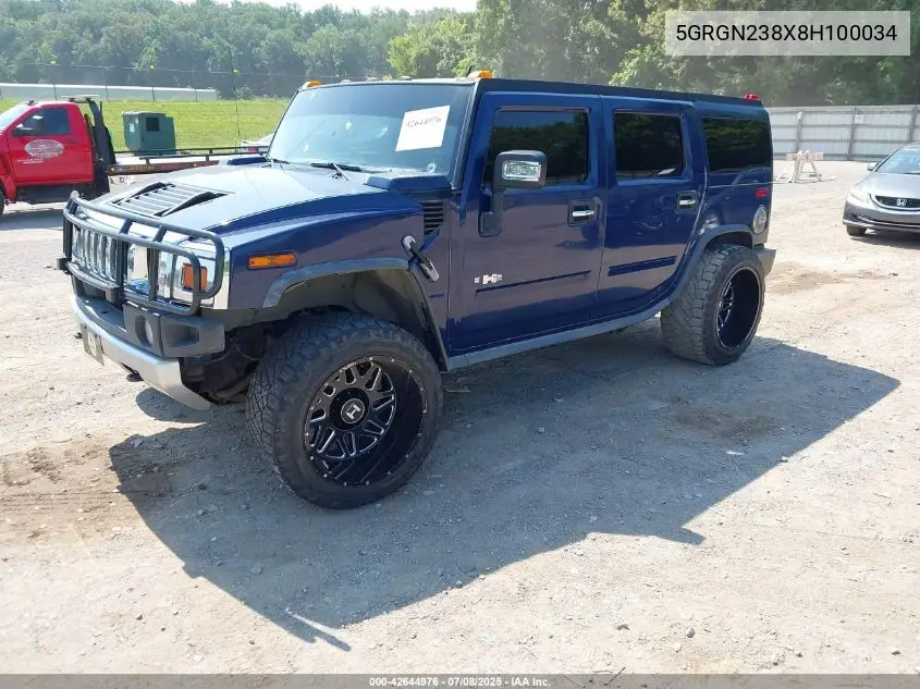 2008 Hummer H2 Suv VIN: 5GRGN238X8H100034 Lot: 42644976