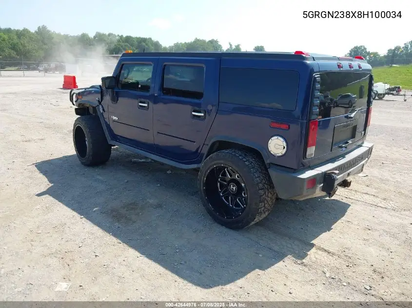 2008 Hummer H2 Suv VIN: 5GRGN238X8H100034 Lot: 42644976
