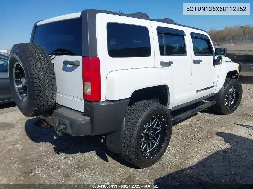 2006 Hummer H3 Suv VIN: 5GTDN136X68112252 Lot: 41865419