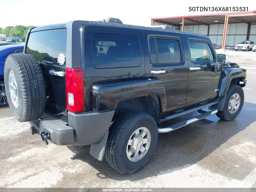2006 Hummer H3 Suv VIN: 5GTDN136X68153531 Lot: 42116825