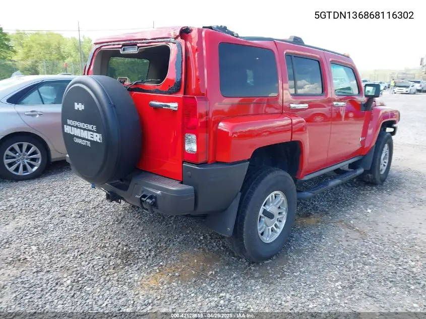 2006 Hummer H3 Suv VIN: 5GTDN136868116302 Lot: 42128659