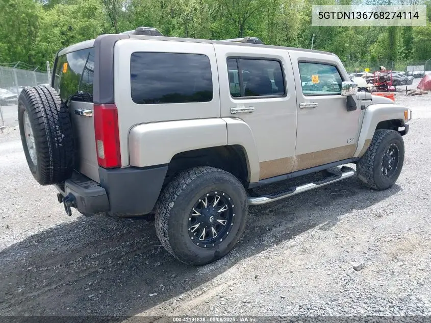 2006 Hummer H3 Suv VIN: 5GTDN136768274114 Lot: 42191836