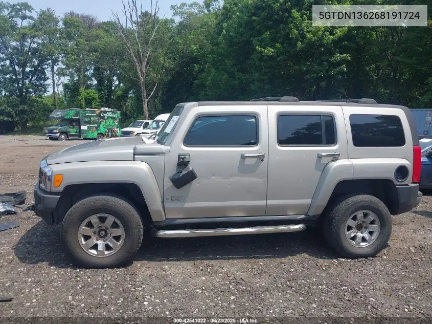 2006 Hummer H3 Suv VIN: 5GTDN136268191724 Lot: 42541022