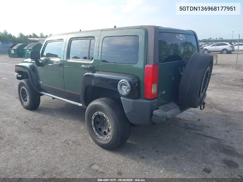2006 Hummer H3 Suv VIN: 5GTDN136968177951 Lot: 42611570