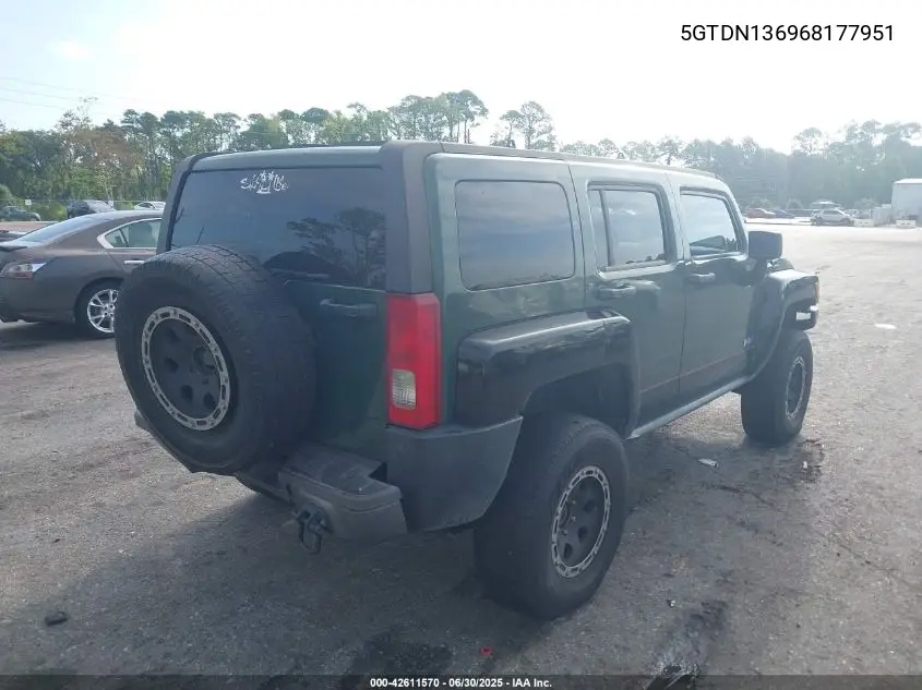 2006 Hummer H3 Suv VIN: 5GTDN136968177951 Lot: 42611570