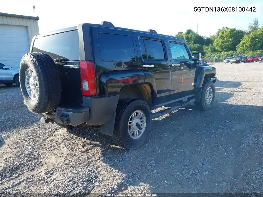 2006 Hummer H3 Suv VIN: 5GTDN136X68100442 Lot: 42725579