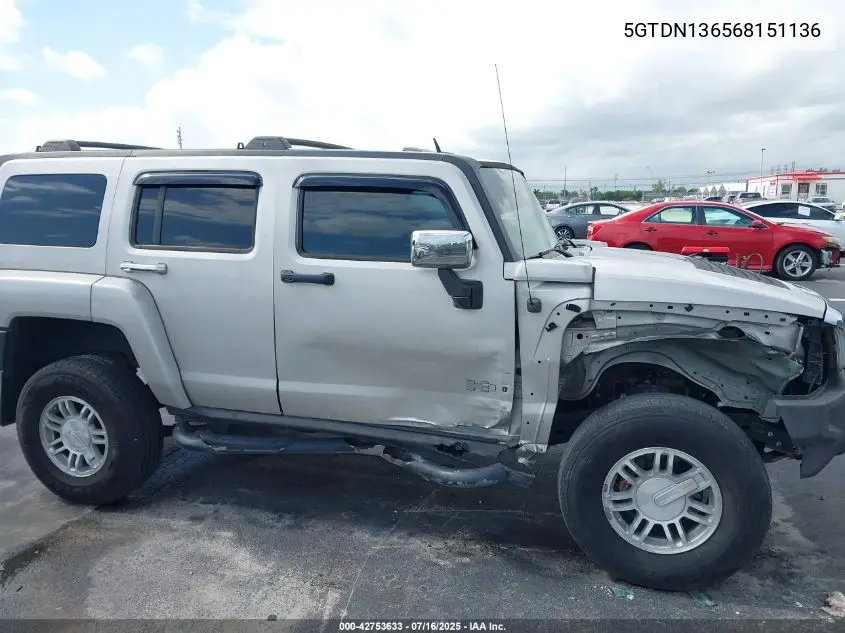 2006 Hummer H3 Suv VIN: 5GTDN136568151136 Lot: 42753633