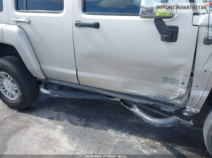 2006 Hummer H3 Suv VIN: 5GTDN136568151136 Lot: 42753633
