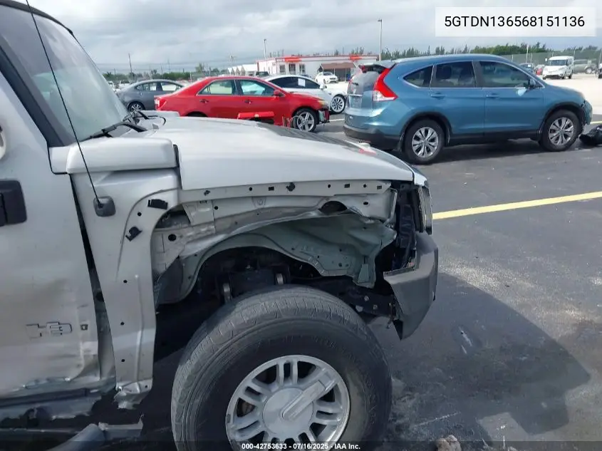 2006 Hummer H3 Suv VIN: 5GTDN136568151136 Lot: 42753633