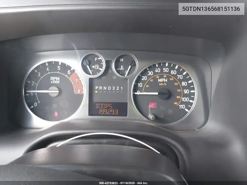 2006 Hummer H3 Suv VIN: 5GTDN136568151136 Lot: 42753633