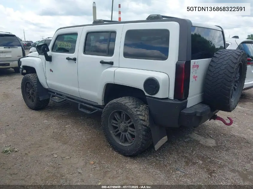 2006 Hummer H3 Suv VIN: 5GTDN136868322591 Lot: 42769459