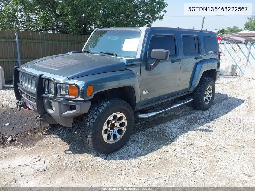 2006 Hummer H3 Suv VIN: 5GTDN136468222567 Lot: 42788344