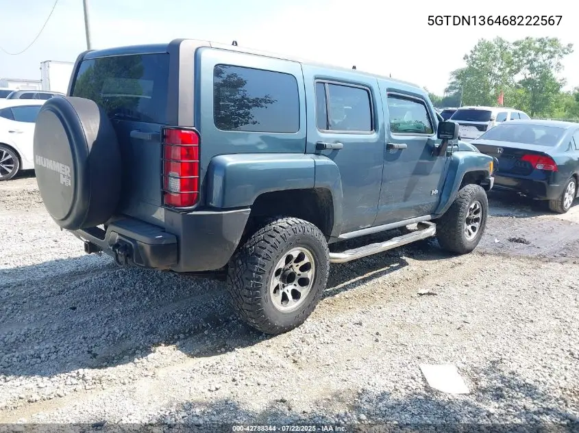 2006 Hummer H3 Suv VIN: 5GTDN136468222567 Lot: 42788344