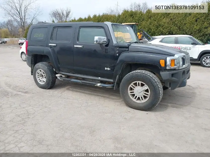 2007 Hummer H3 VIN: 5GTDN13E378109153 Lot: 12302331