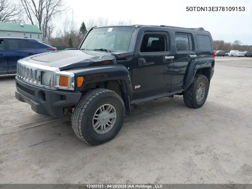 2007 Hummer H3 VIN: 5GTDN13E378109153 Lot: 12302331