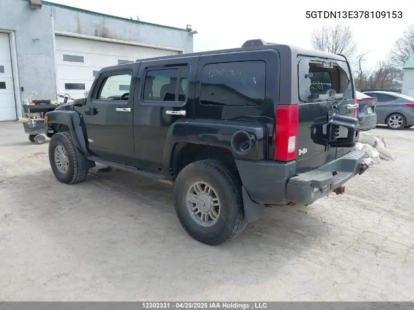 2007 Hummer H3 VIN: 5GTDN13E378109153 Lot: 12302331