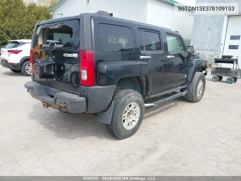 2007 Hummer H3 VIN: 5GTDN13E378109153 Lot: 12302331