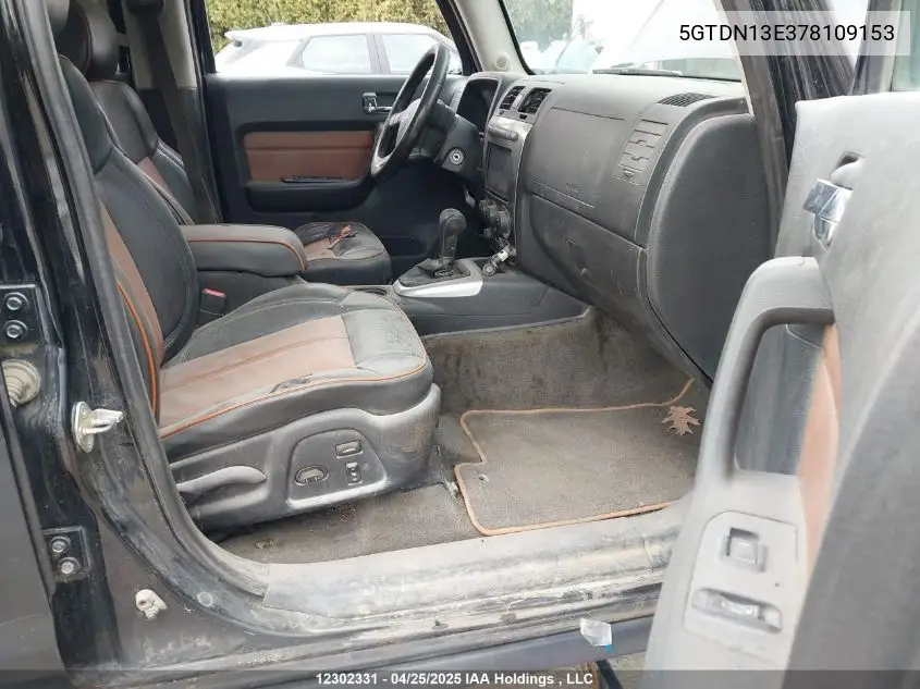 2007 Hummer H3 VIN: 5GTDN13E378109153 Lot: 12302331