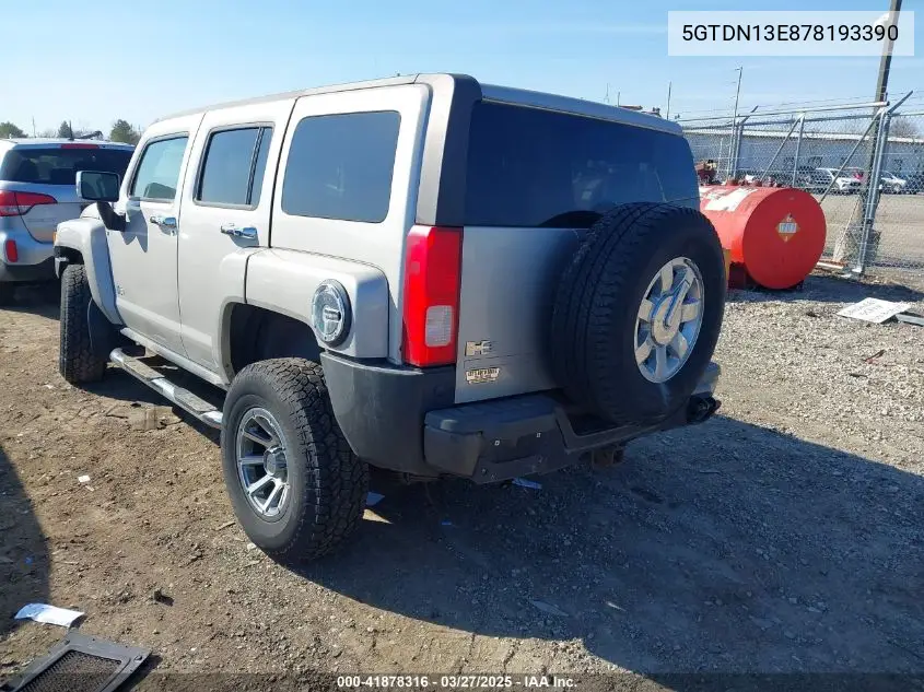 2007 Hummer H3 Suv VIN: 5GTDN13E878193390 Lot: 41878316