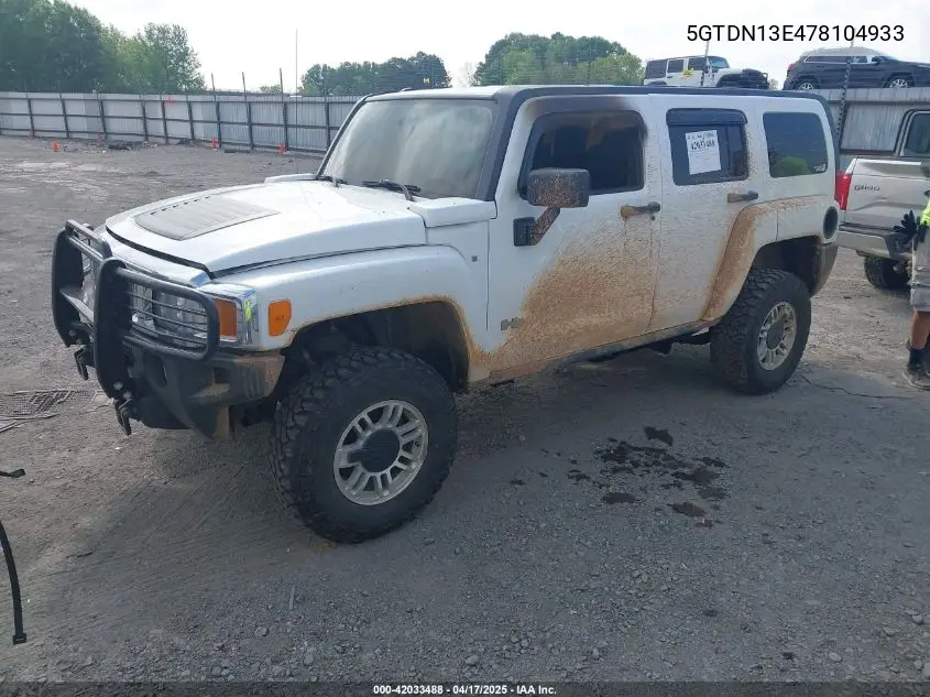 2007 Hummer H3 Suv VIN: 5GTDN13E478104933 Lot: 42033488