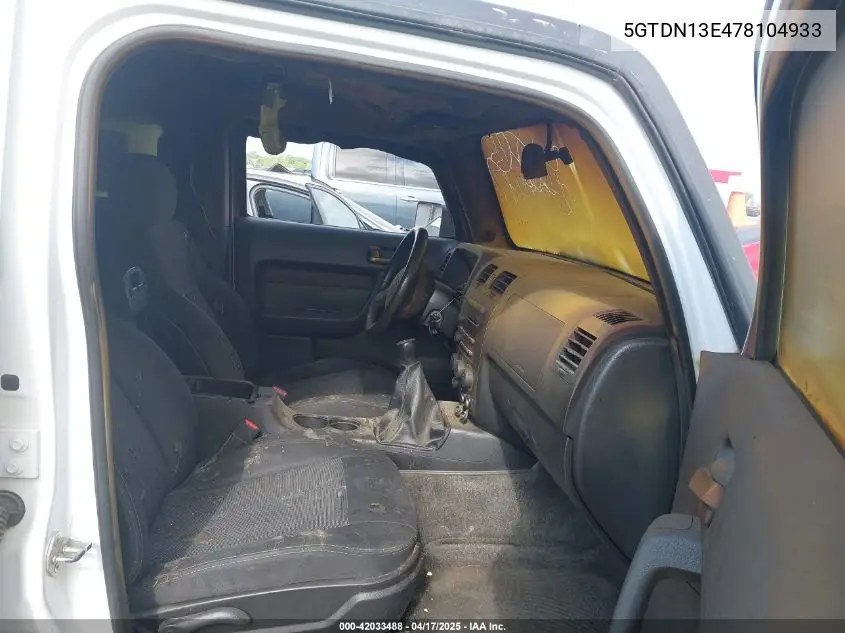 2007 Hummer H3 Suv VIN: 5GTDN13E478104933 Lot: 42033488